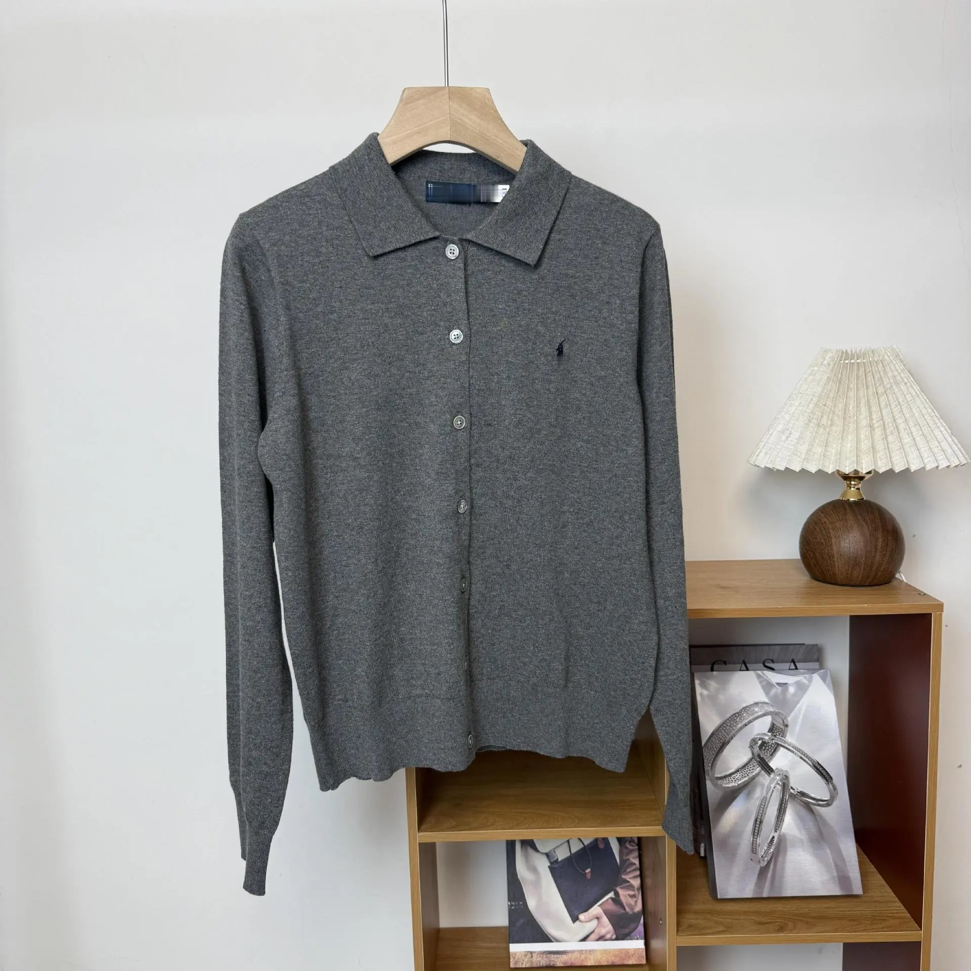 Polo Ralph Lauren Knit Polo Cardigan Gray Sweater - 17