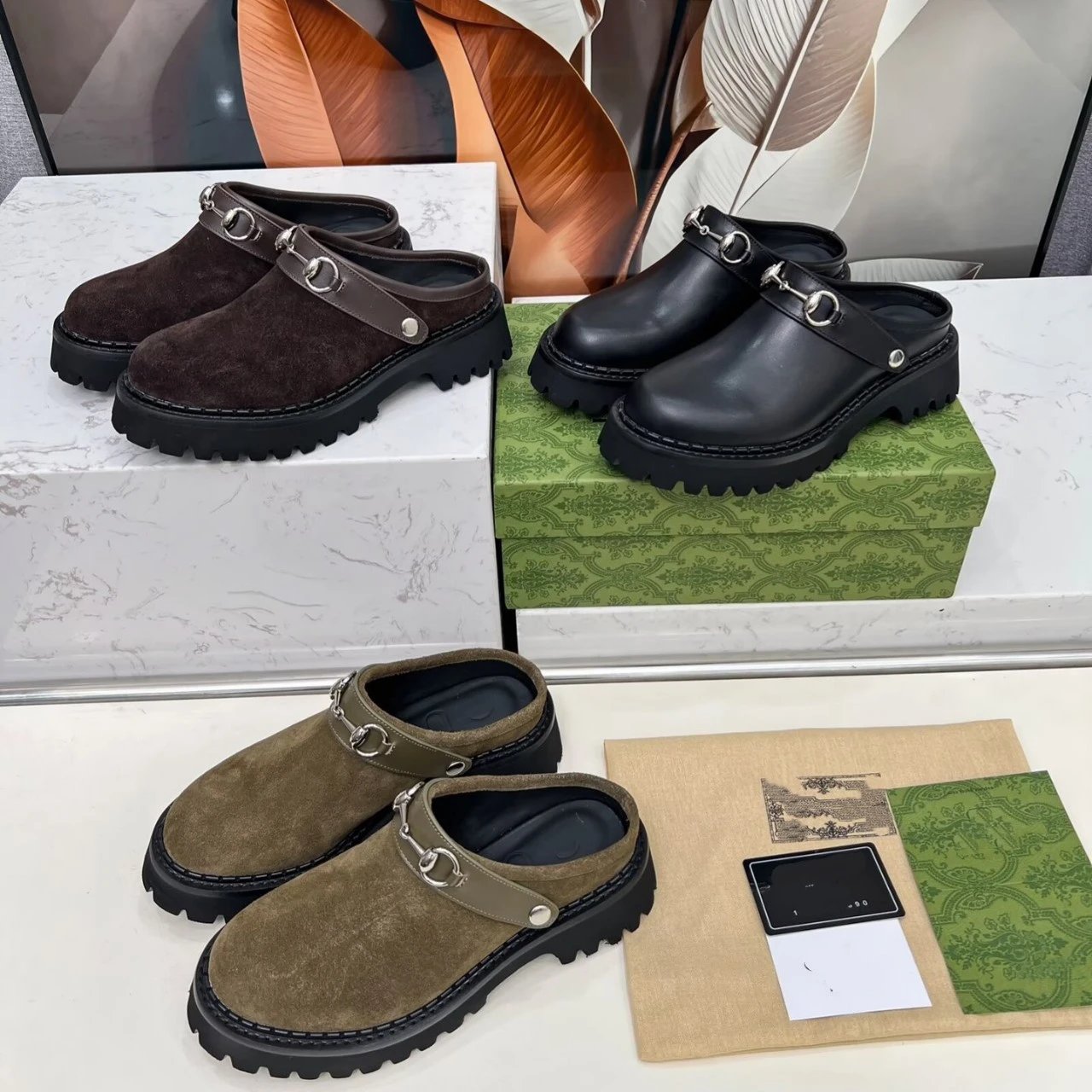 Gucci Horsebit Mule Brown Suede Chunky Platform Shoes Casual Shoes - 2