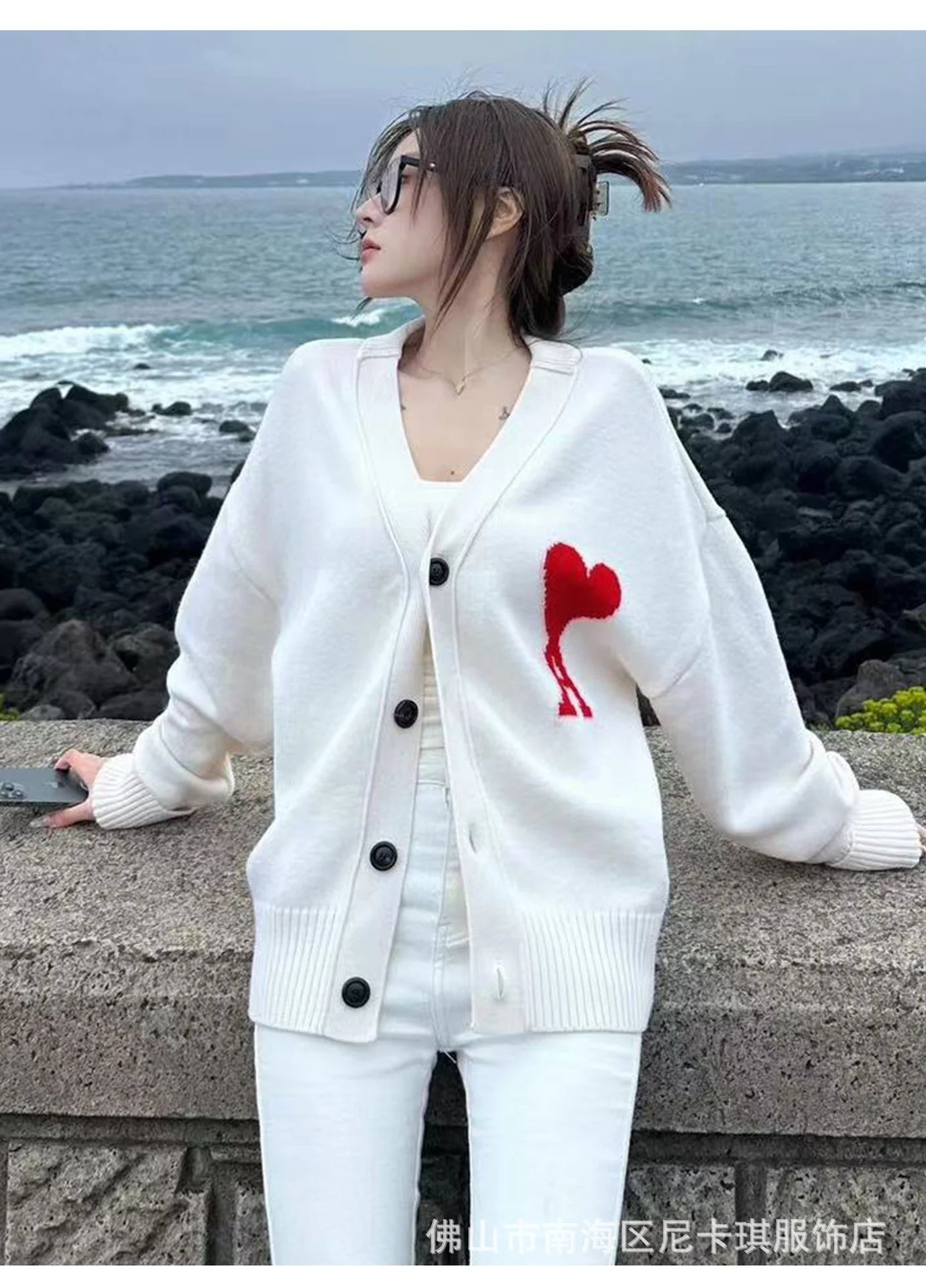 Design V-Neck Knit Cardigan Lavender Cardigan - 13