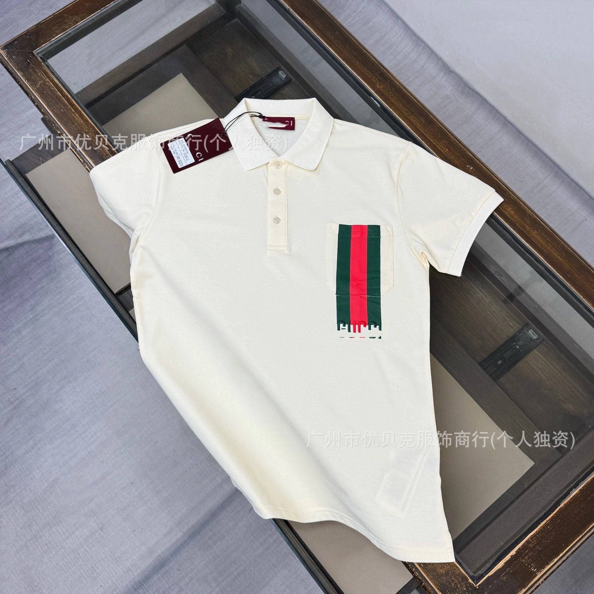 Gucci Web Stripe Pocket Polo Black Polo Shirt - 6