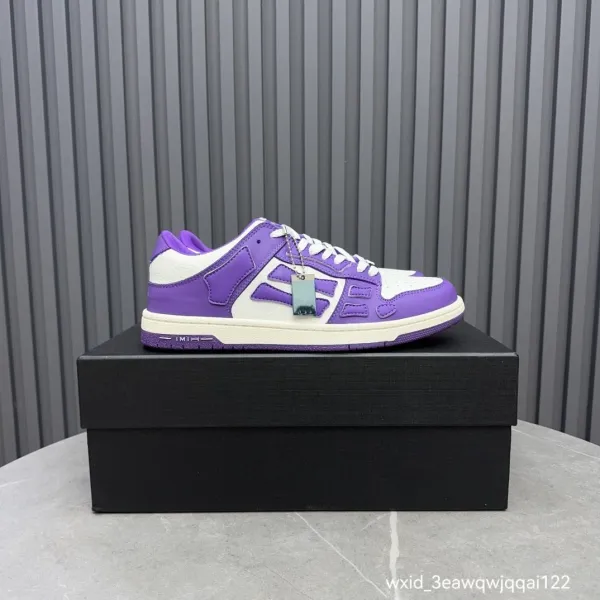 Design Purple and White Panelled Low-Top Sneakers - 5