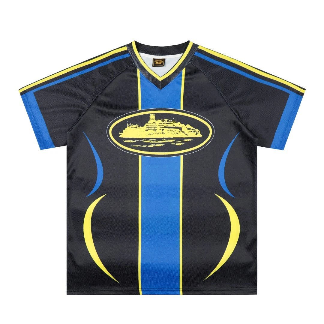 Design Abstract Oceanic V-Neck Jersey Blue - 37