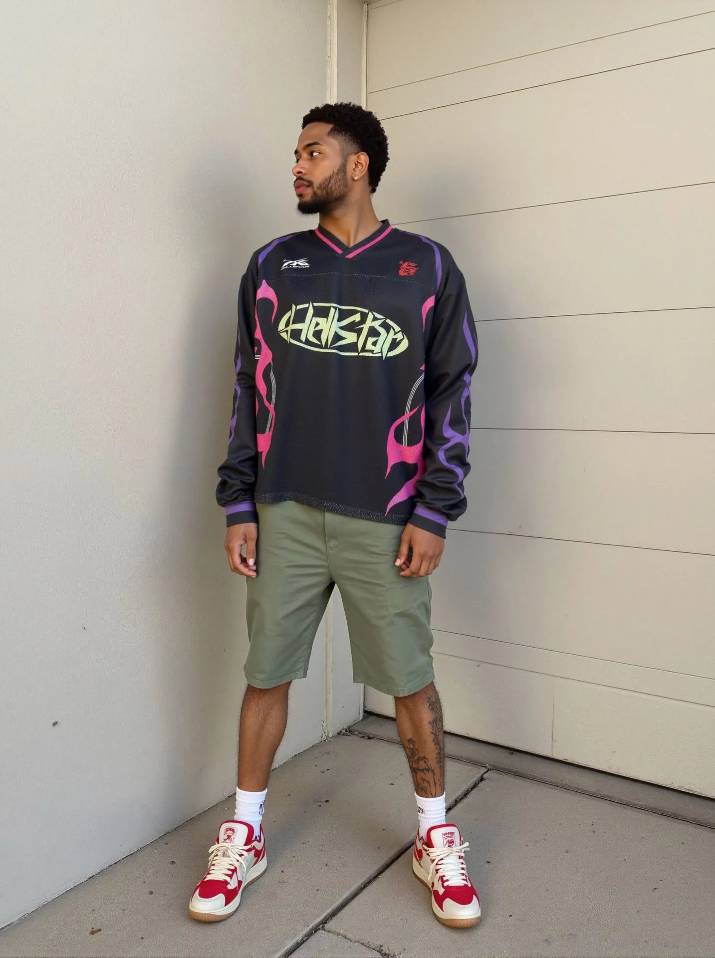 Hellstar Flame Mesh Jersey Black Pink Purple - 37