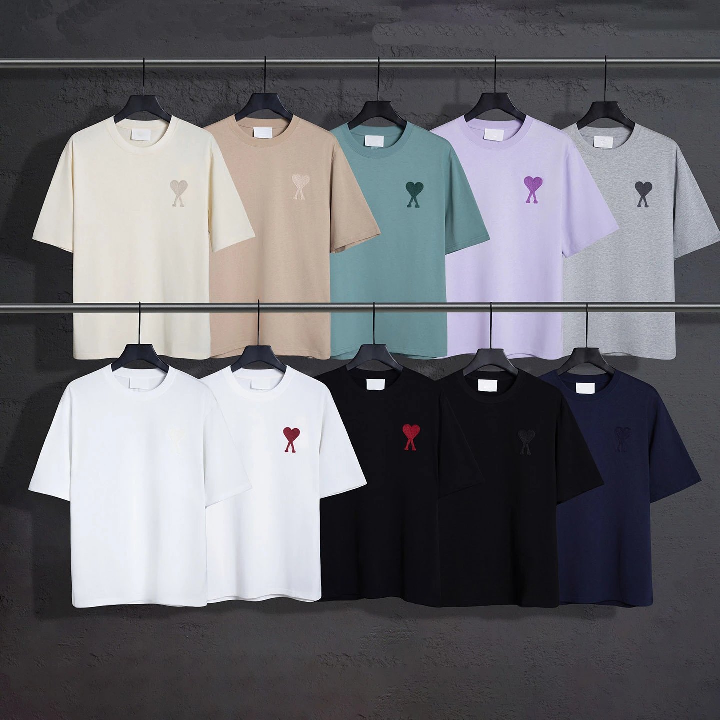 Ami Paris Heart Logo Beige T-Shirt - 14