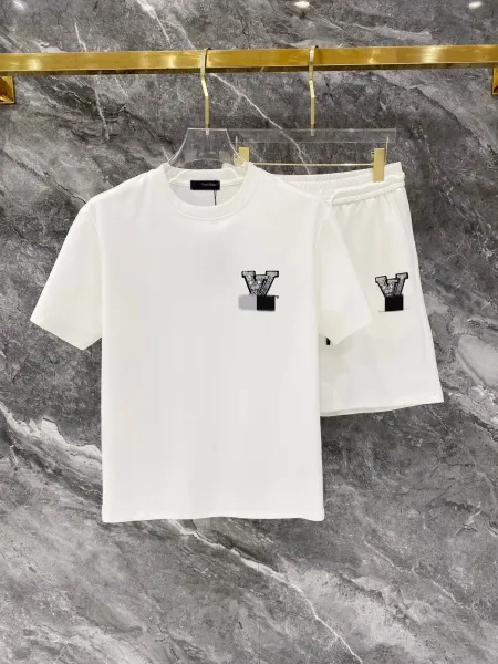 Louis Vuitton Monogram LV Logo White T-Shirt and Shorts Set - 1