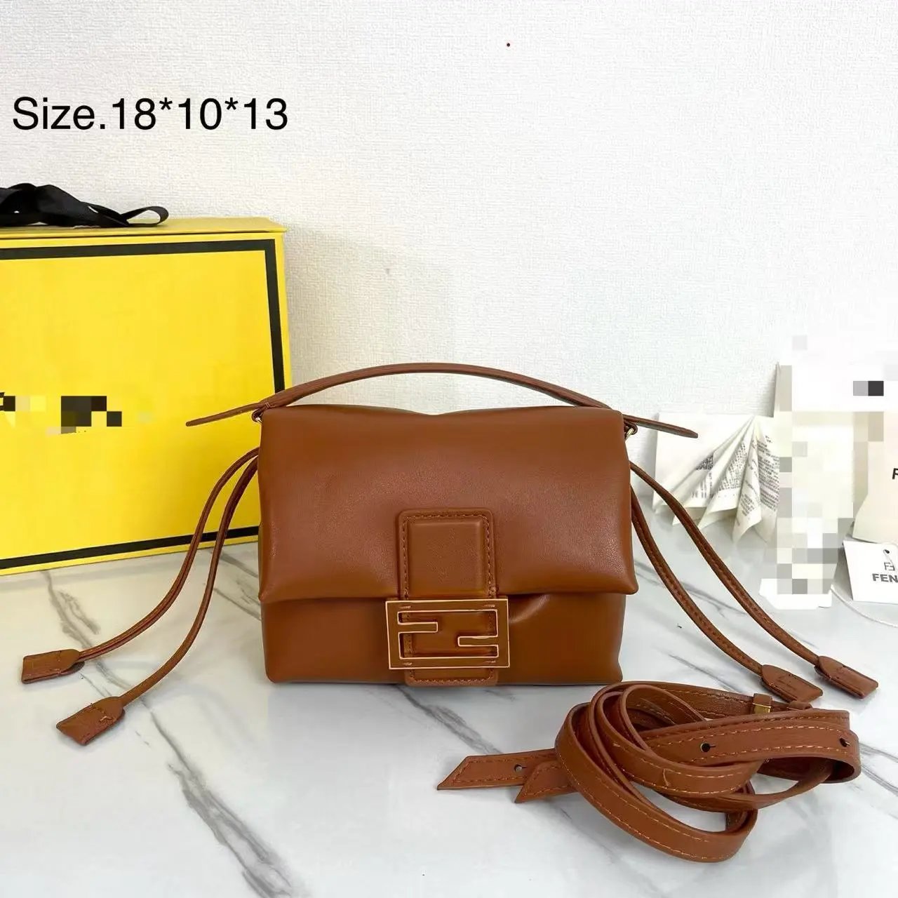 Fendi Fendigraphy Mini Bag Black Leather Shoulder Bag - 6