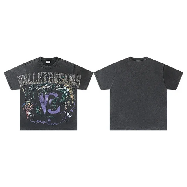 Unbranded T-Shirts Washed graphic-print short-sleeve T-shirt product detail image 20