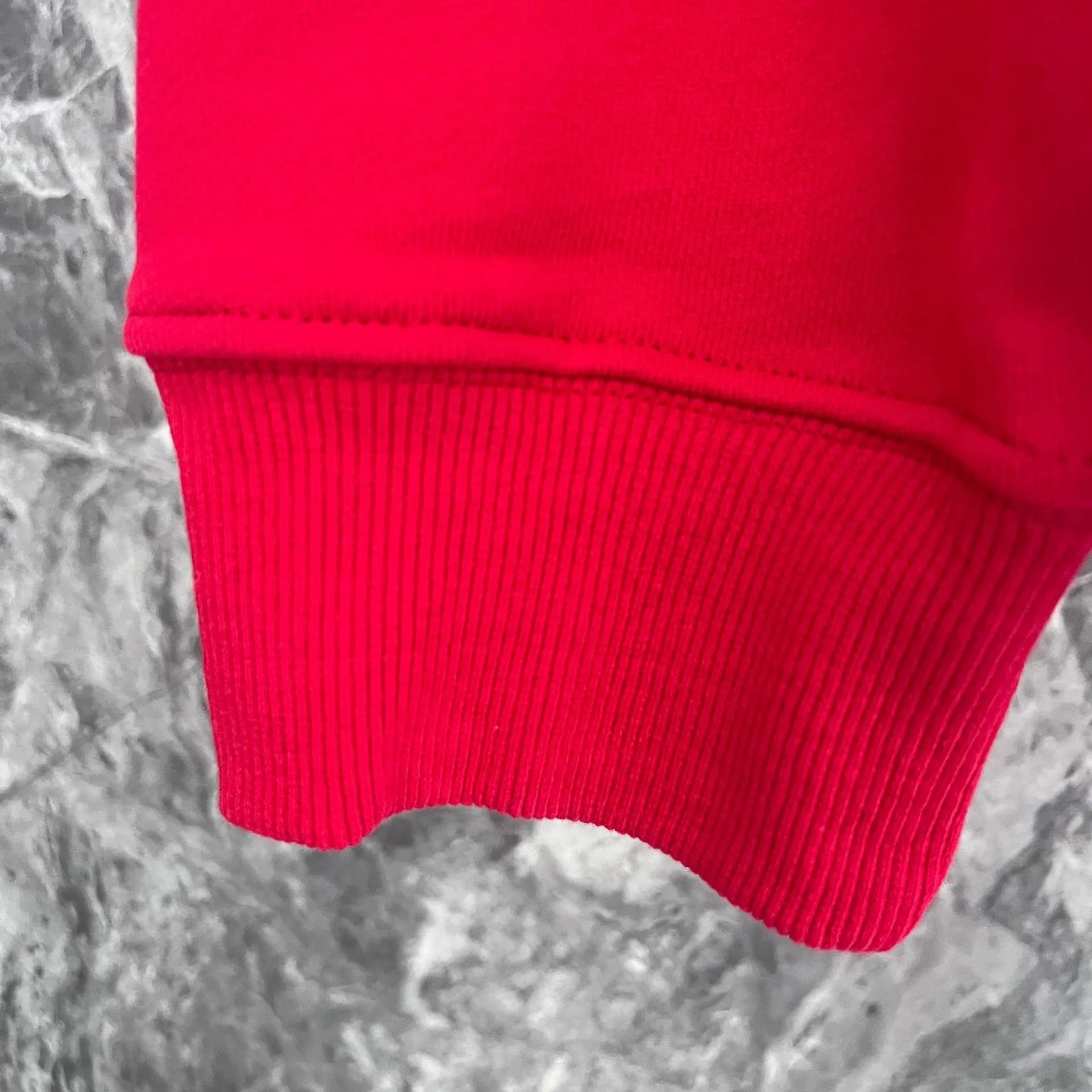 Design Hoodie White with Red Sleeve Logos - 24