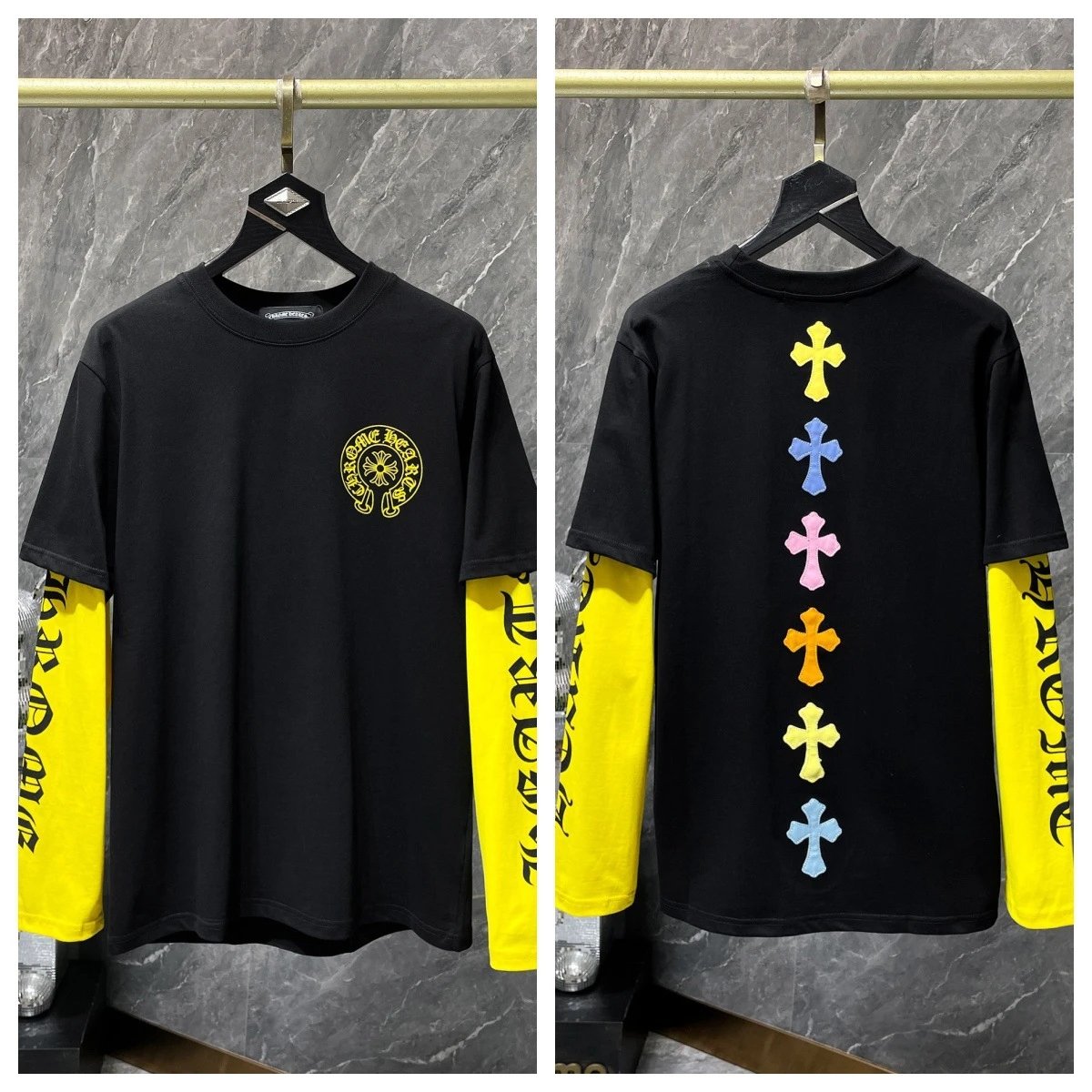 Chrome Hearts Multicolor Cross Cluster Long Sleeve T-Shirt Black - 38