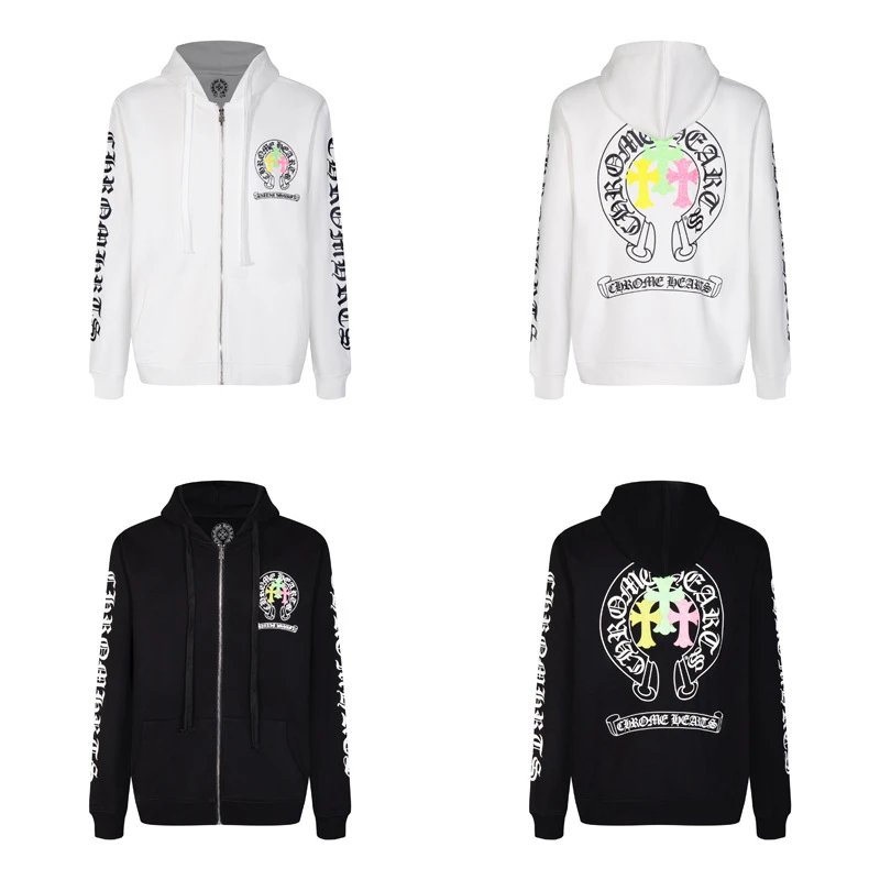 Design Hoodie White with Red Sleeve Logos - 27
