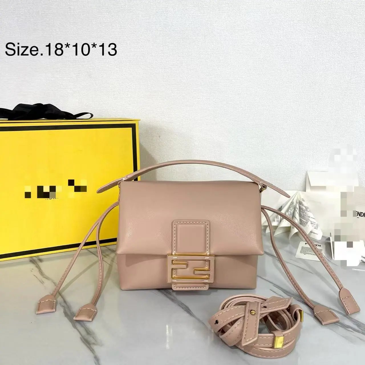 Fendi Fendigraphy Mini Bag Black Leather Shoulder Bag - 5