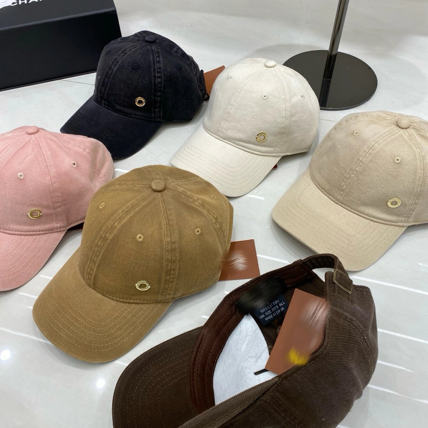 Chanel Logo Pin Baseball Cap Black - 7