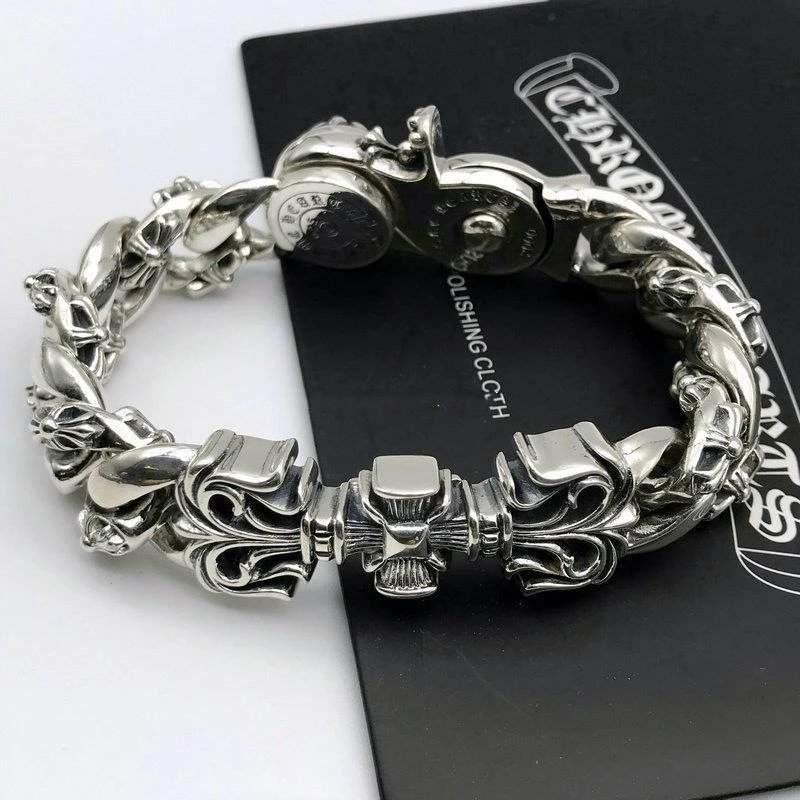 Chrome Hearts Cross Link Bracelet Silver Jewelry - 18