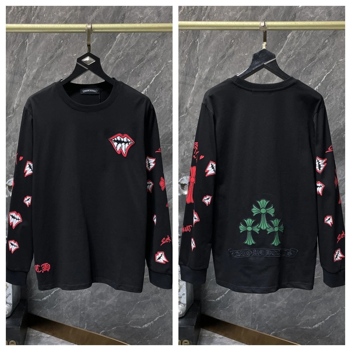 Chrome Hearts Multicolor Cross Cluster Long Sleeve T-Shirt Black - 43