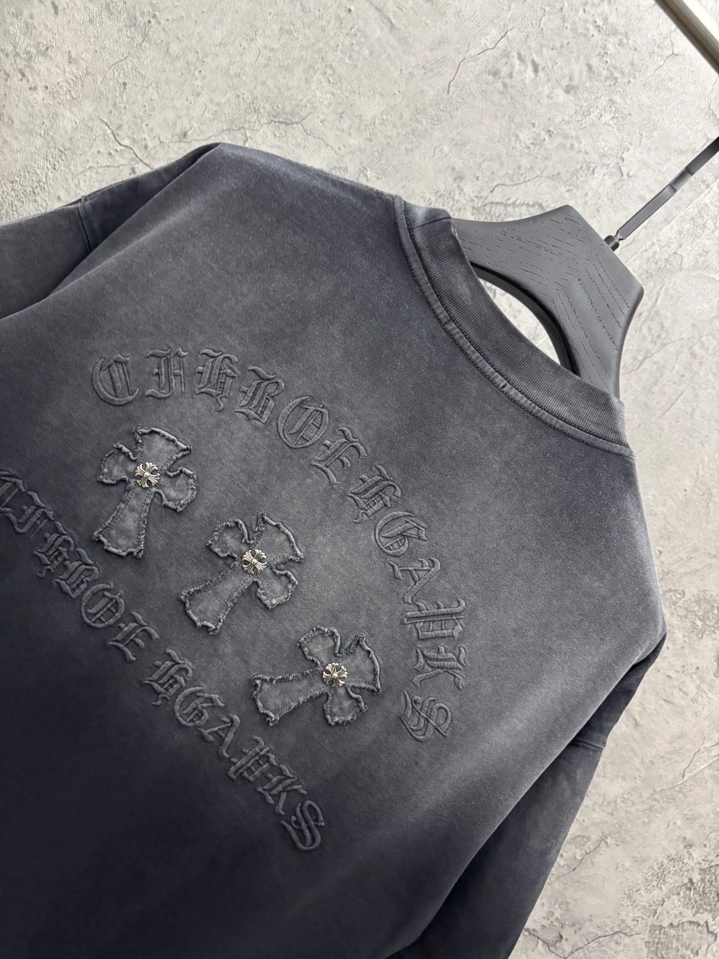 Chrome Hearts Embroidered Washed Black T-Shirt - 6