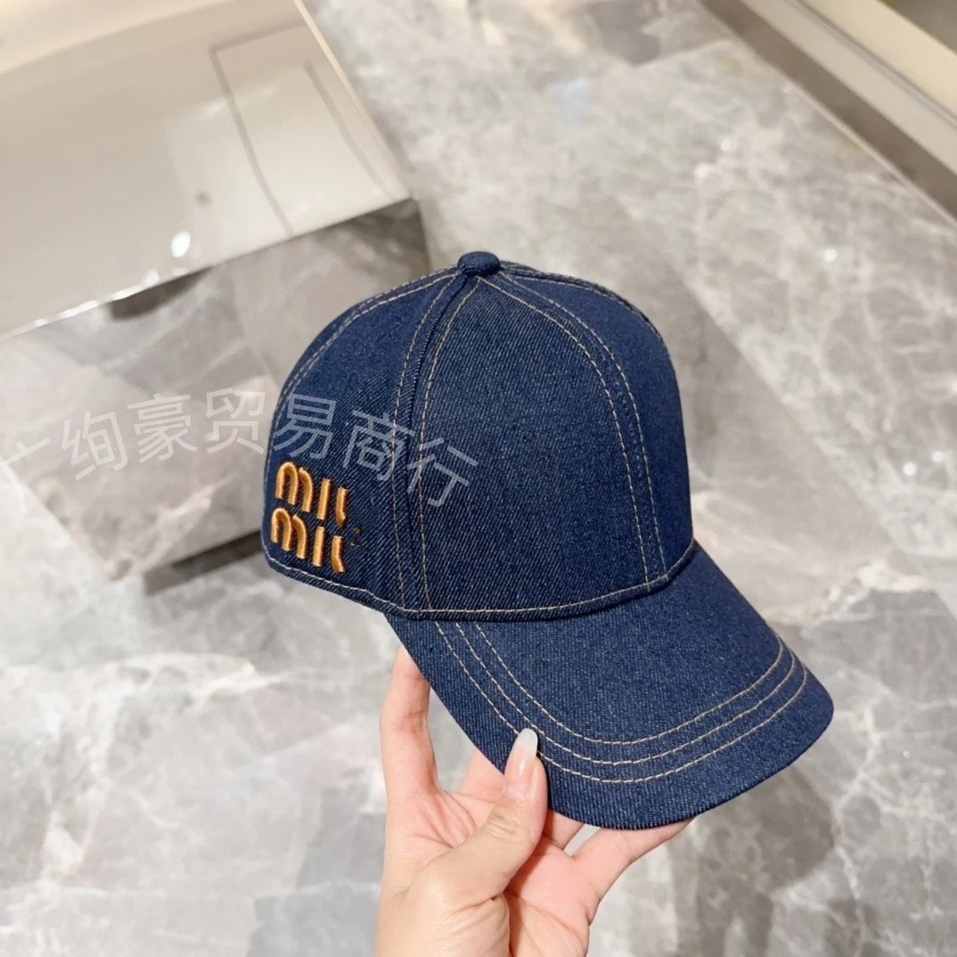 Miu Miu Denim Baseball Cap Black Hats - 4