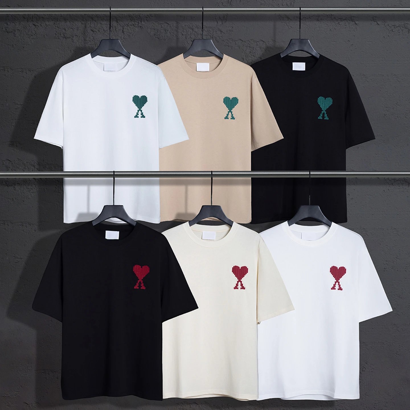 Ami Paris Heart Logo Beige T-Shirt - 3