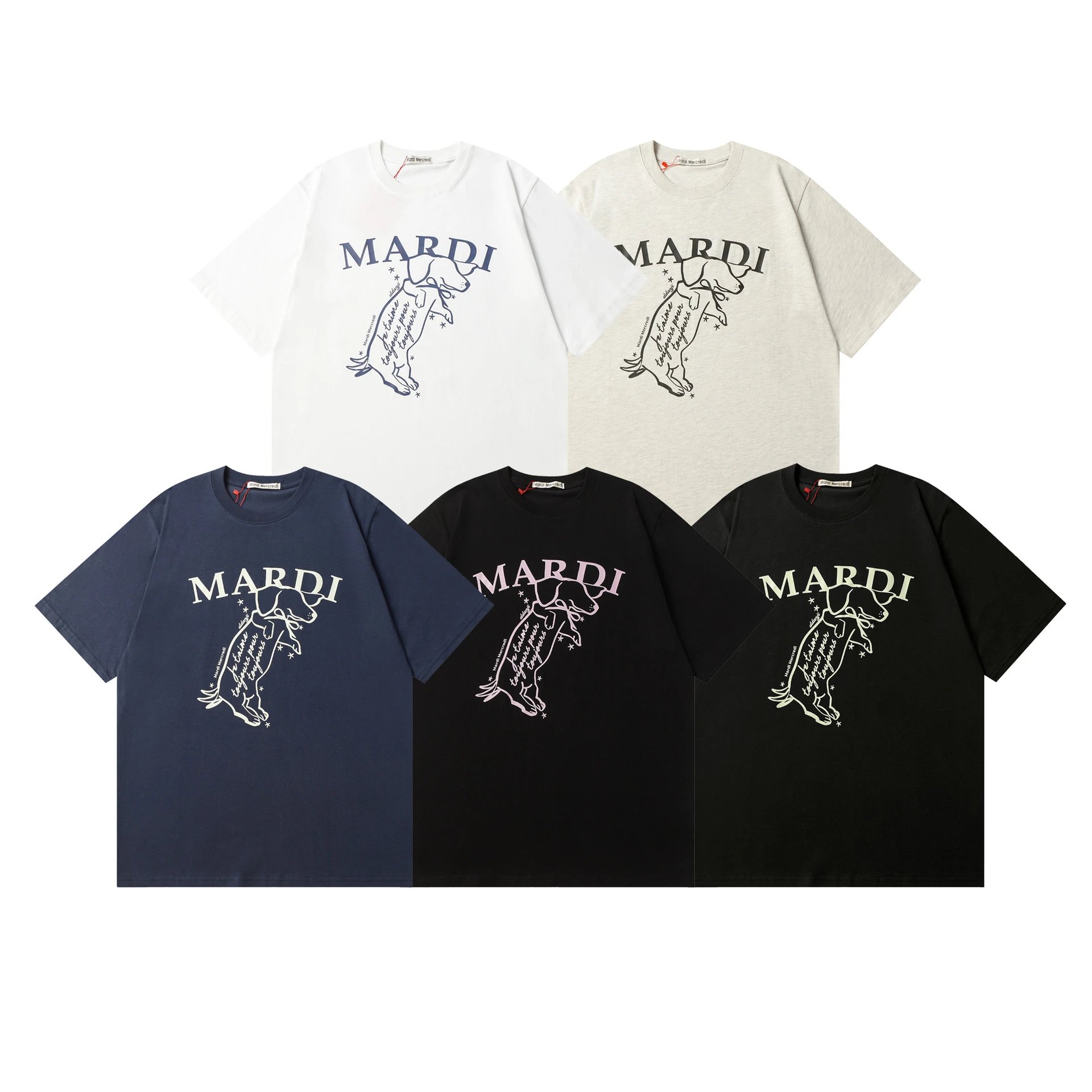 Mardi Mercredi Dog Print Navy T-Shirt - 3