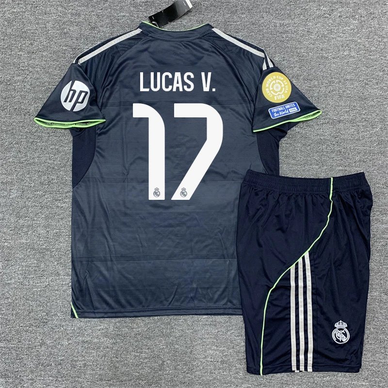 Real Madrid Carvajal #2 Away Kit Navy Green Jersey and Shorts Set - 16
