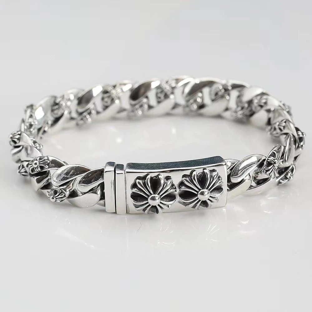 Chrome Hearts Cross Link Bracelet Silver Jewelry - 38