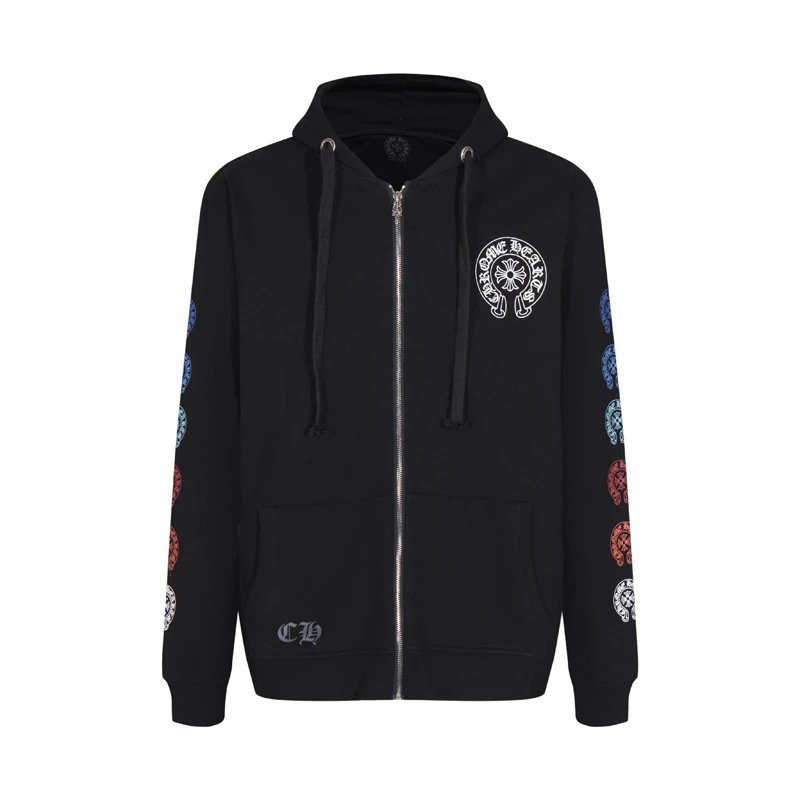 Design Hoodie White with Red Sleeve Logos - 71