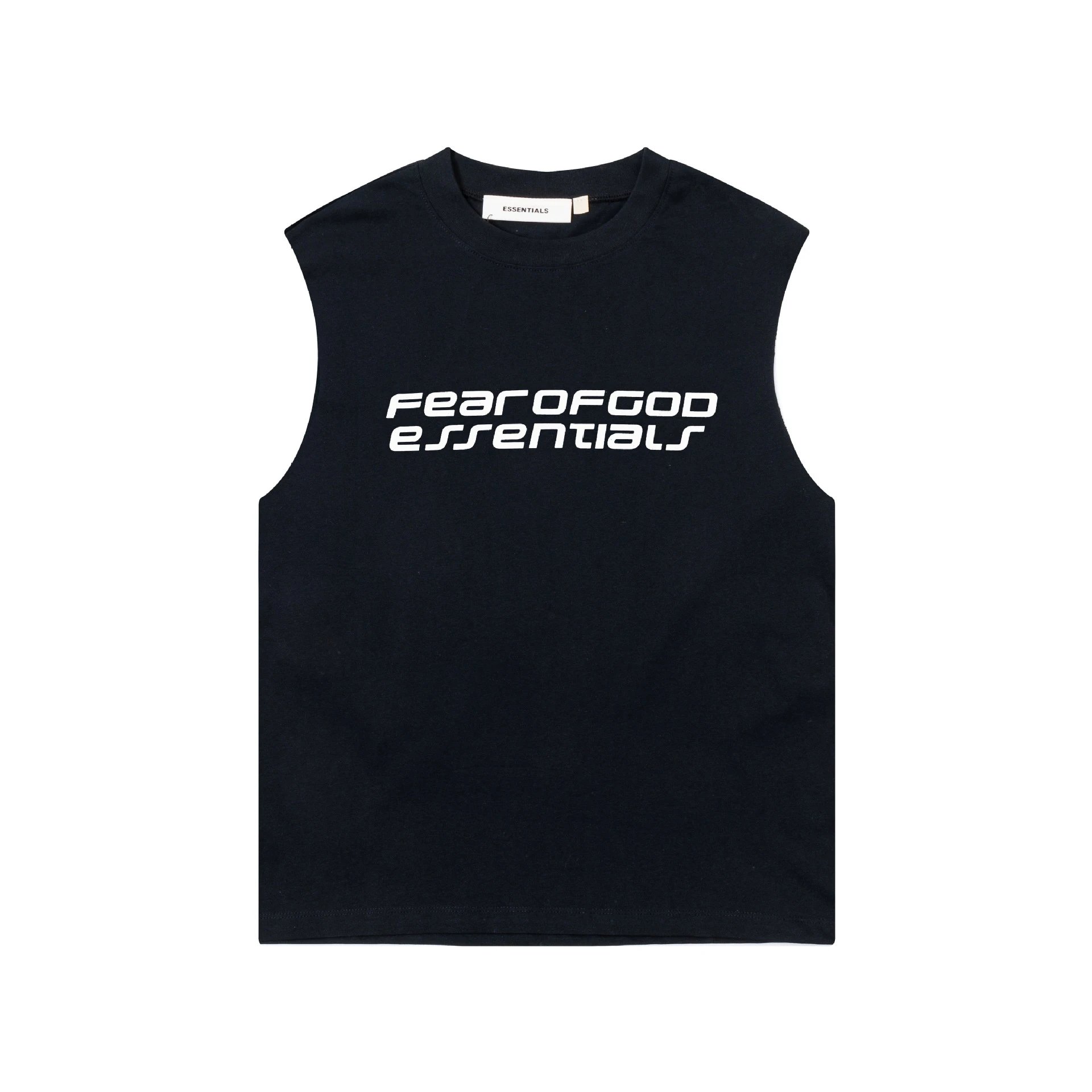 Fear of God Essentials Logo Print Navy Sleeveless Top Vest Top - 6