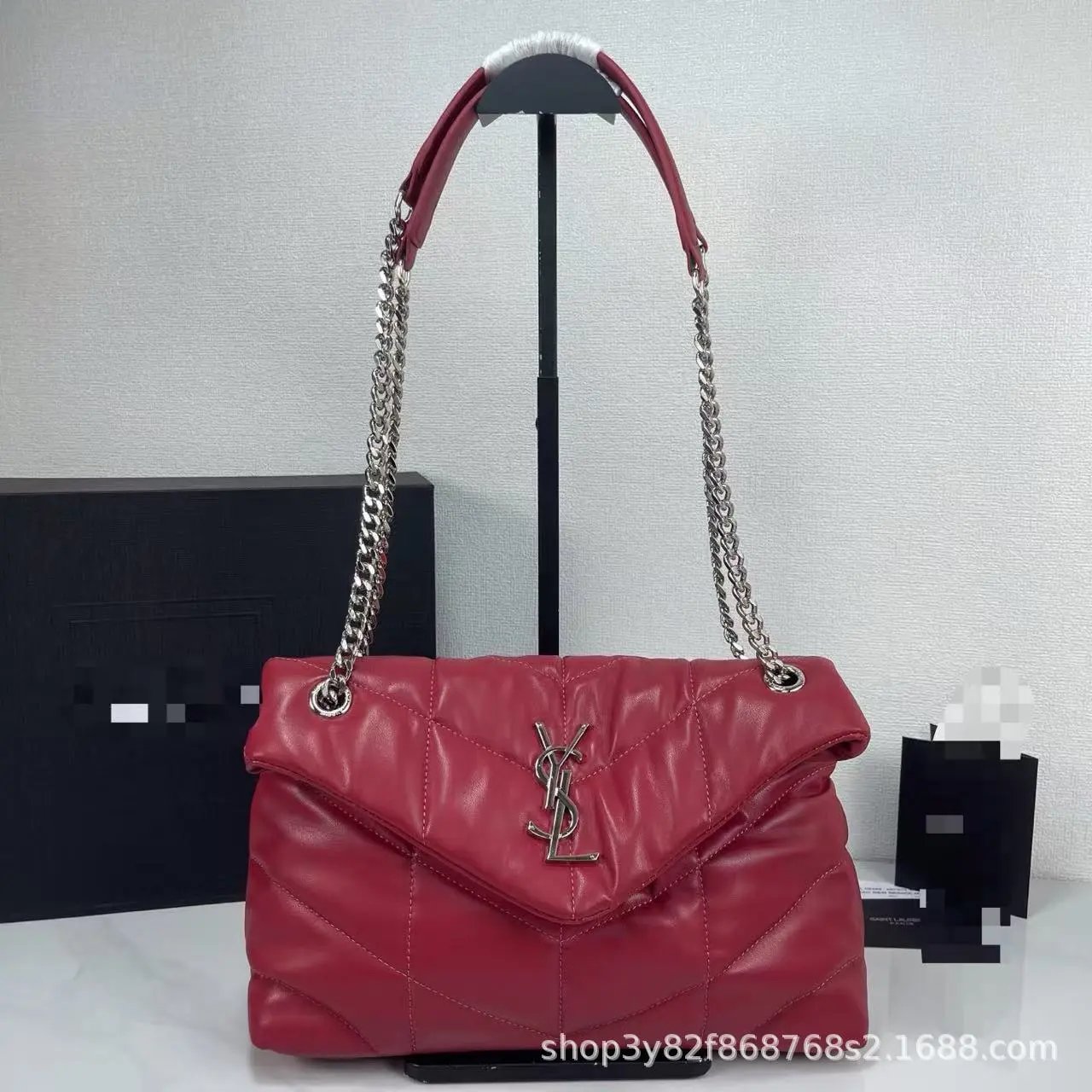 Saint Laurent Loulou Medium Quilted Black Leather Chain Shoulder Bag - 4