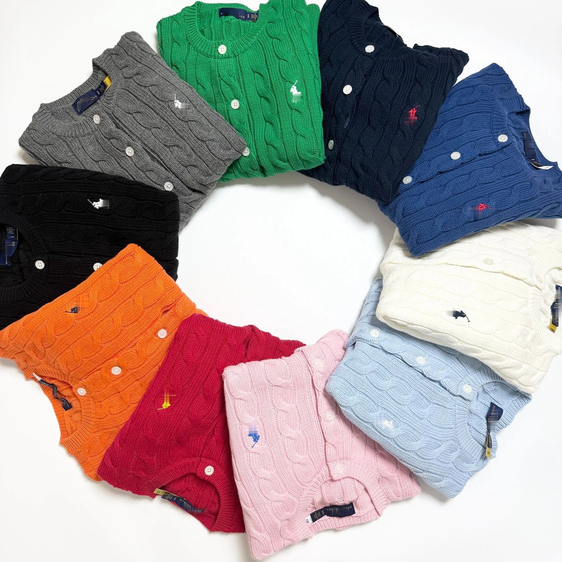 Polo Ralph Lauren Cable Knit Cardigan Light Blue Sweater - 6