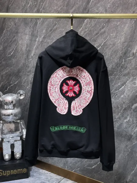 Chrome Hearts Embroidered Cross Motif Hoodie Black - 1