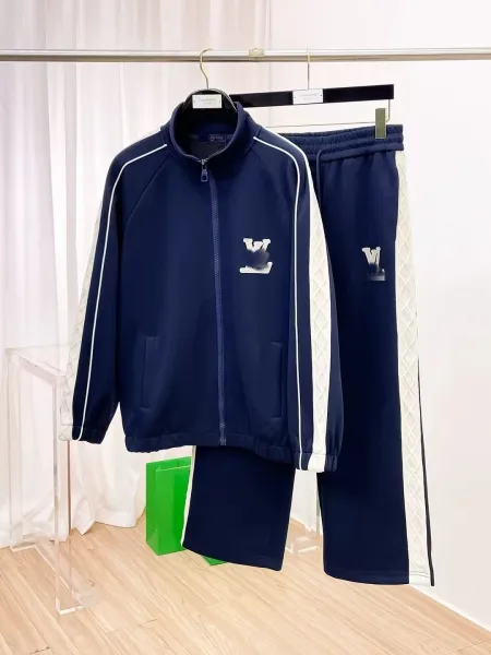 Louis Vuitton Monogram Track Jacket and Sweatpants Navy Blue Tracksuit - 1