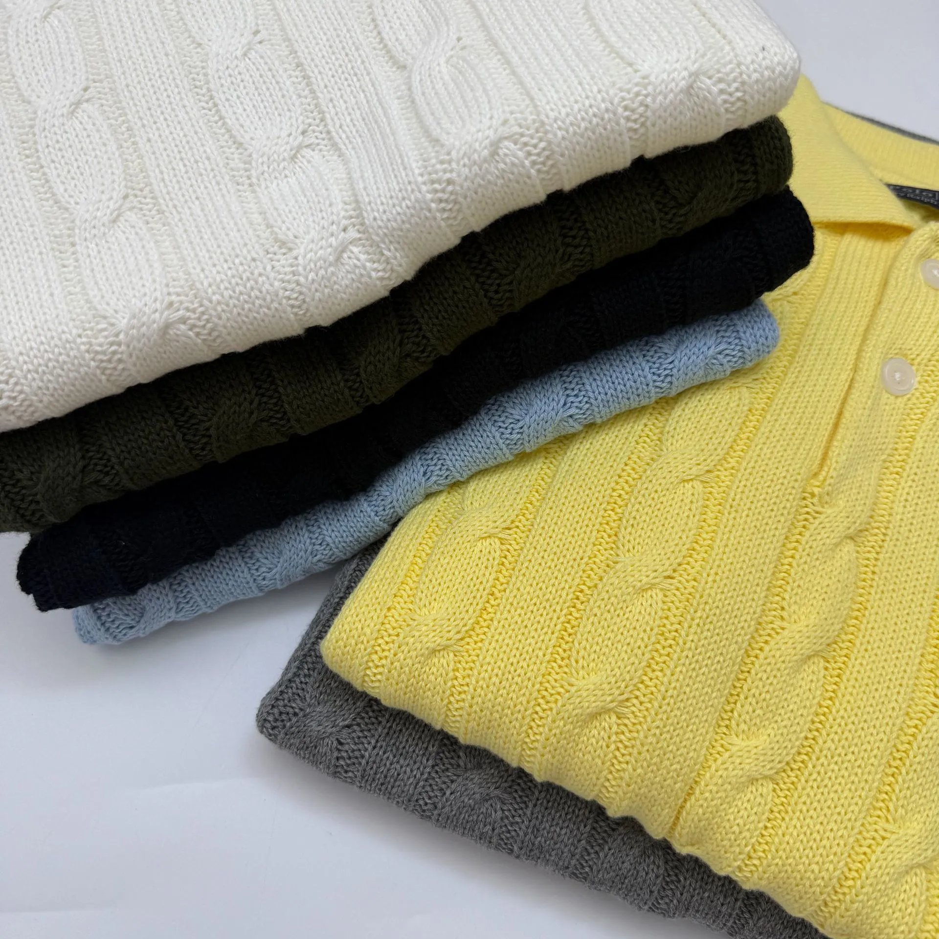 Fred Perry Cable Knit Polo Olive Green Polo Shirt - 16