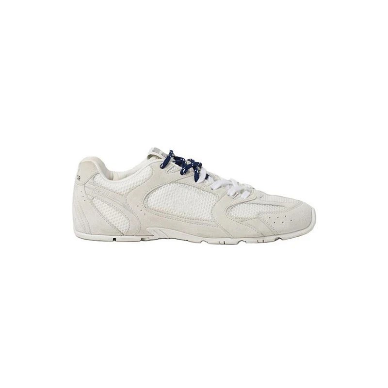 Retro Mesh Sneakers White with Navy Laces