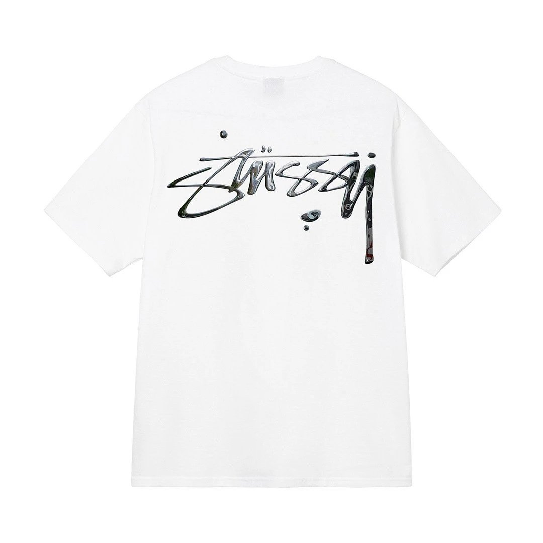 Stüssy T-Shirts Short-Sleeve Logo Graphic T-Shirt — white [metal]]