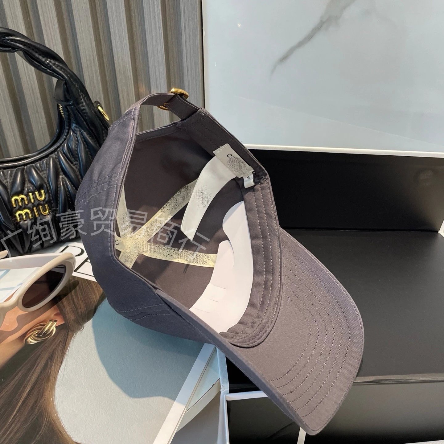 Design Embroidered Wave Logo Baseball Cap Gray - 8