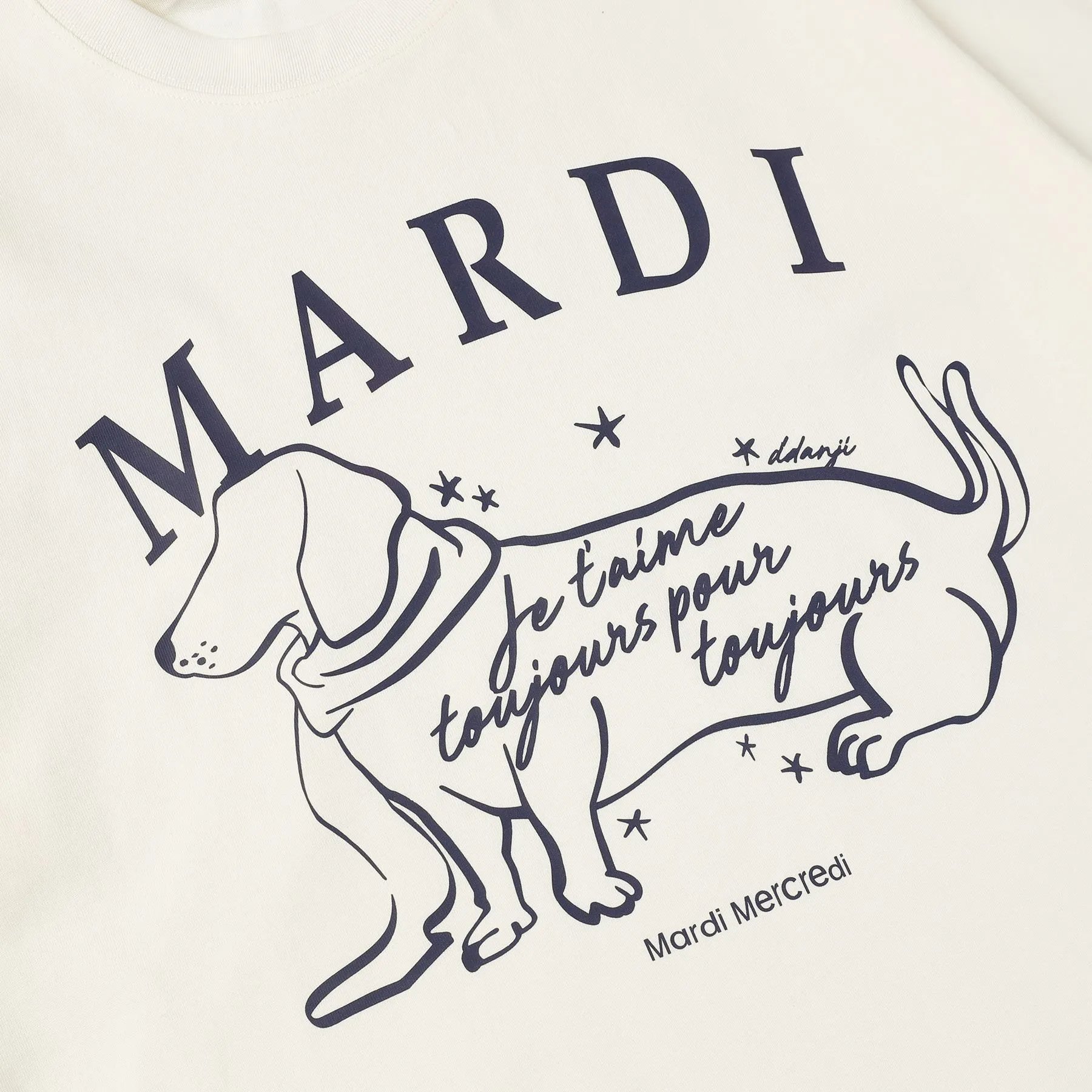 Mardi Mercredi Dog Print Navy T-Shirt - 12
