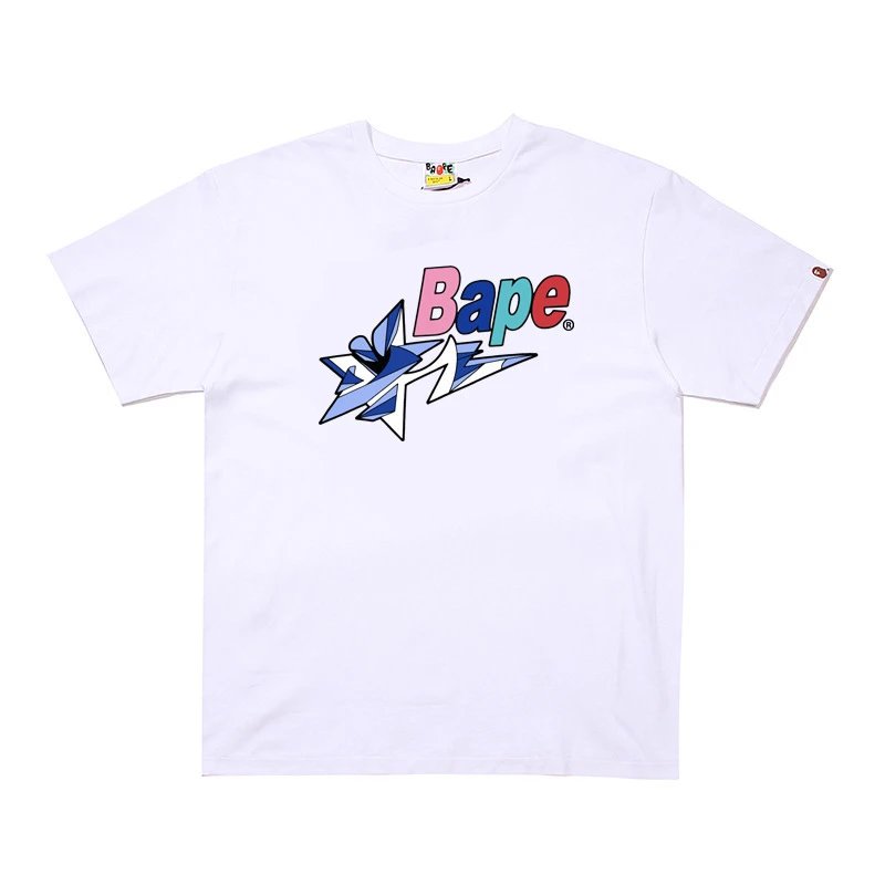 A BATHING APE T-Shirts Short-Sleeve Head Logo Graphic — D767 white