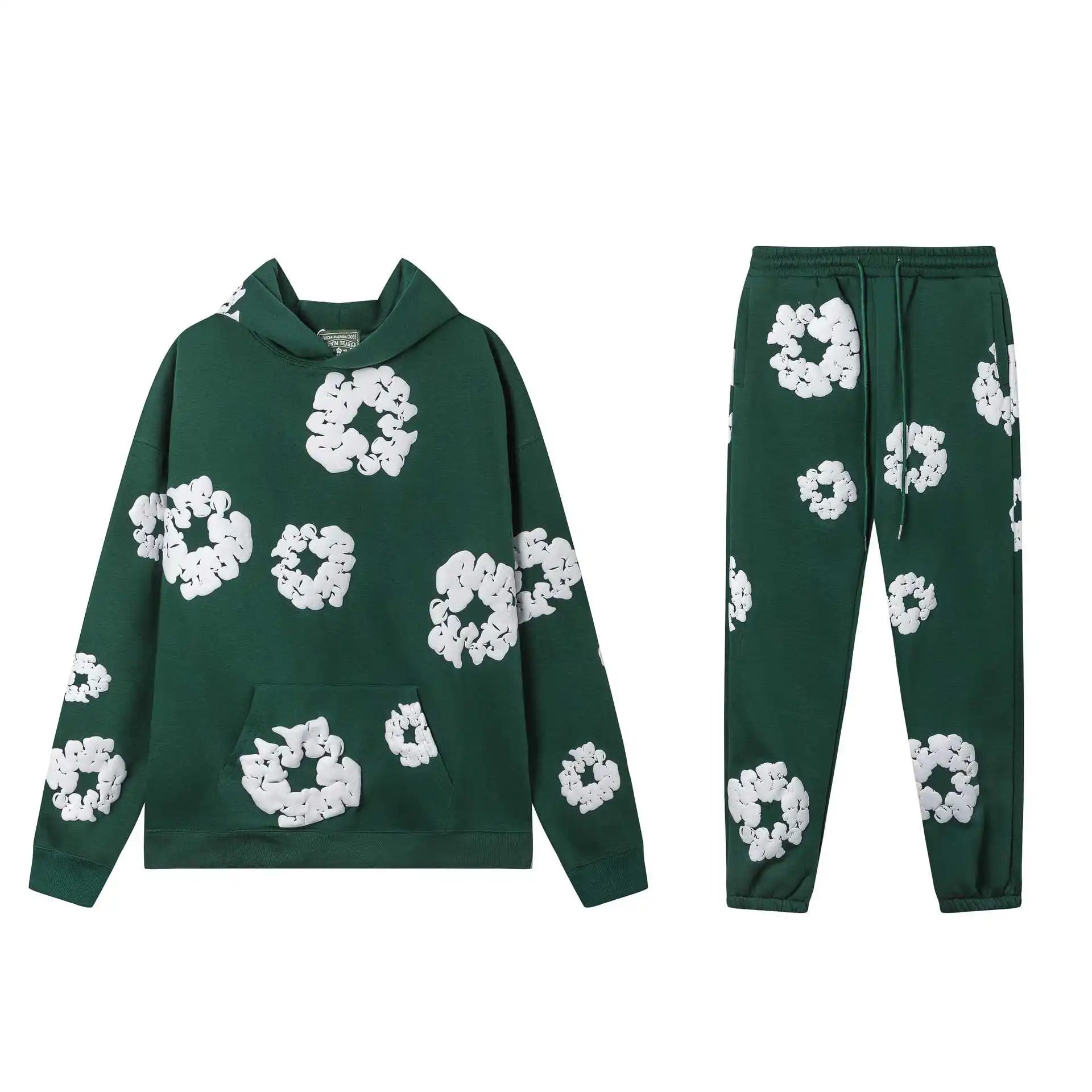 Design Abstract Floral Print Oversized T-Shirt Blue - 20