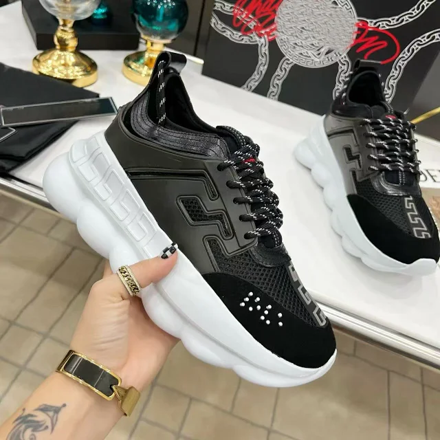 Versace Sneakers Chunky lace-up with Greek key panels and printed uppers product detail image 1