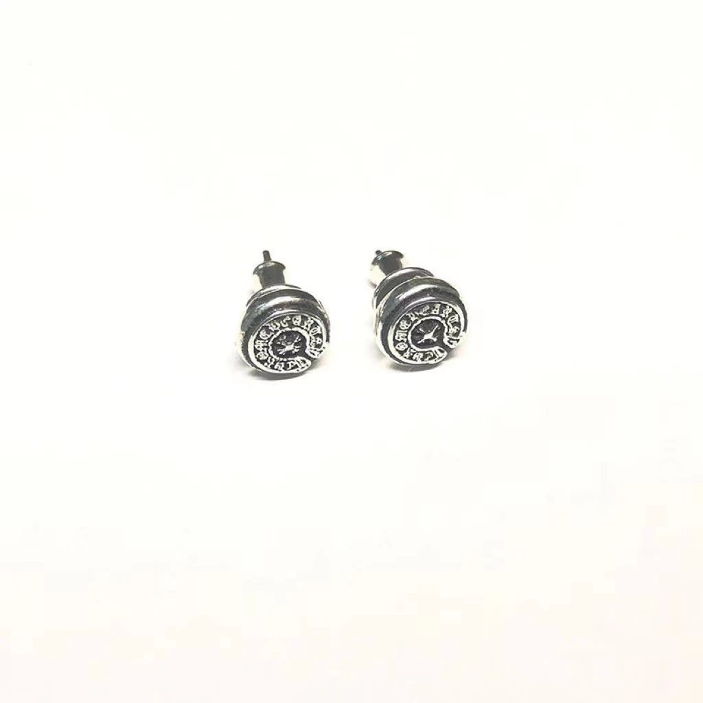 Chrome Hearts Stacked Coin Stud Earrings Silver Jewelry - 13