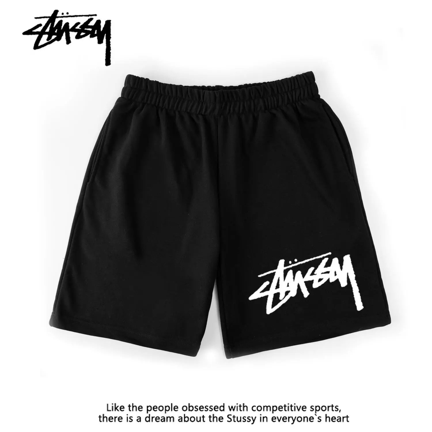 Stüssy T-Shirts Short-Sleeve Logo Graphic T-Shirt — [Black S033 Shorts]