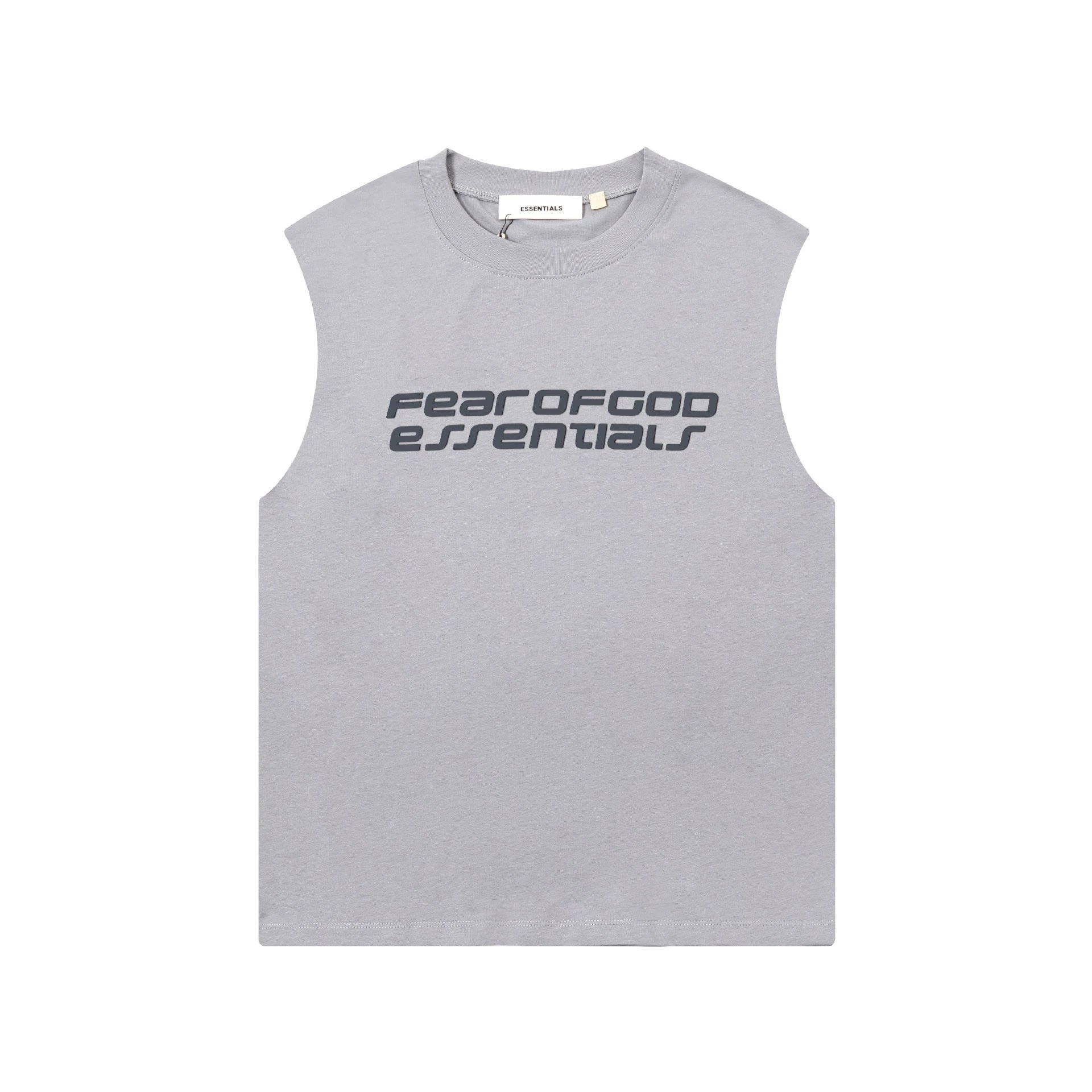 Fear of God Essentials Logo Print Navy Sleeveless Top Vest Top - 12