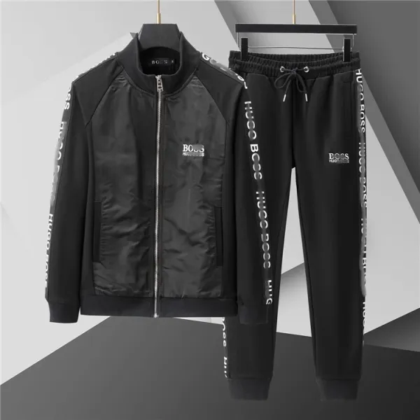 Hugo Boss Tracksuit Black Logo-Print Windbreaker and Sweatpants Set - 1