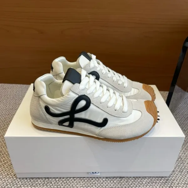 Loewe Puzzle Runner White Black Suede Sneakers - 1