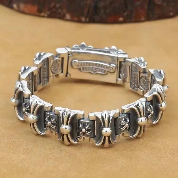 Chrome Hearts Half Flower Chain Silver Bracelet Jewelry - 7