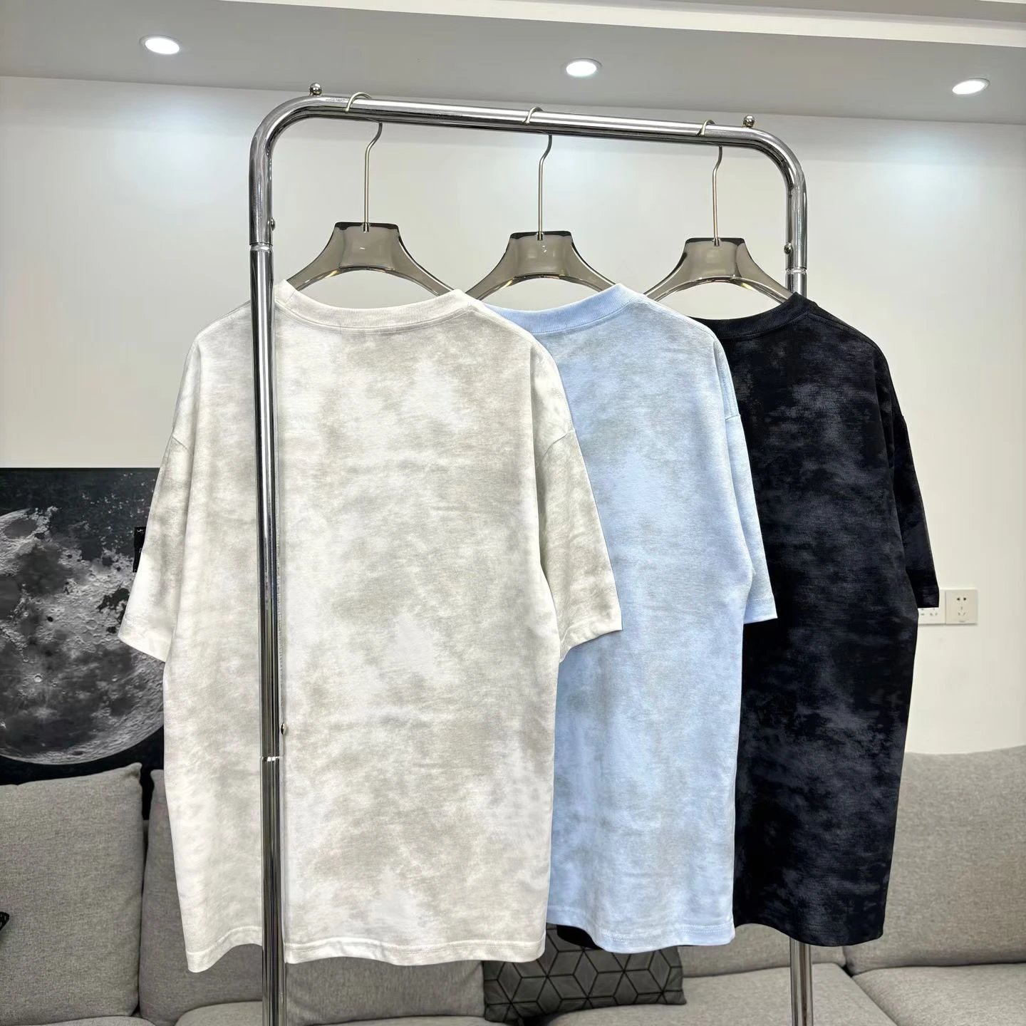 Design Acid Wash Light Blue Oversized T-Shirt - 3