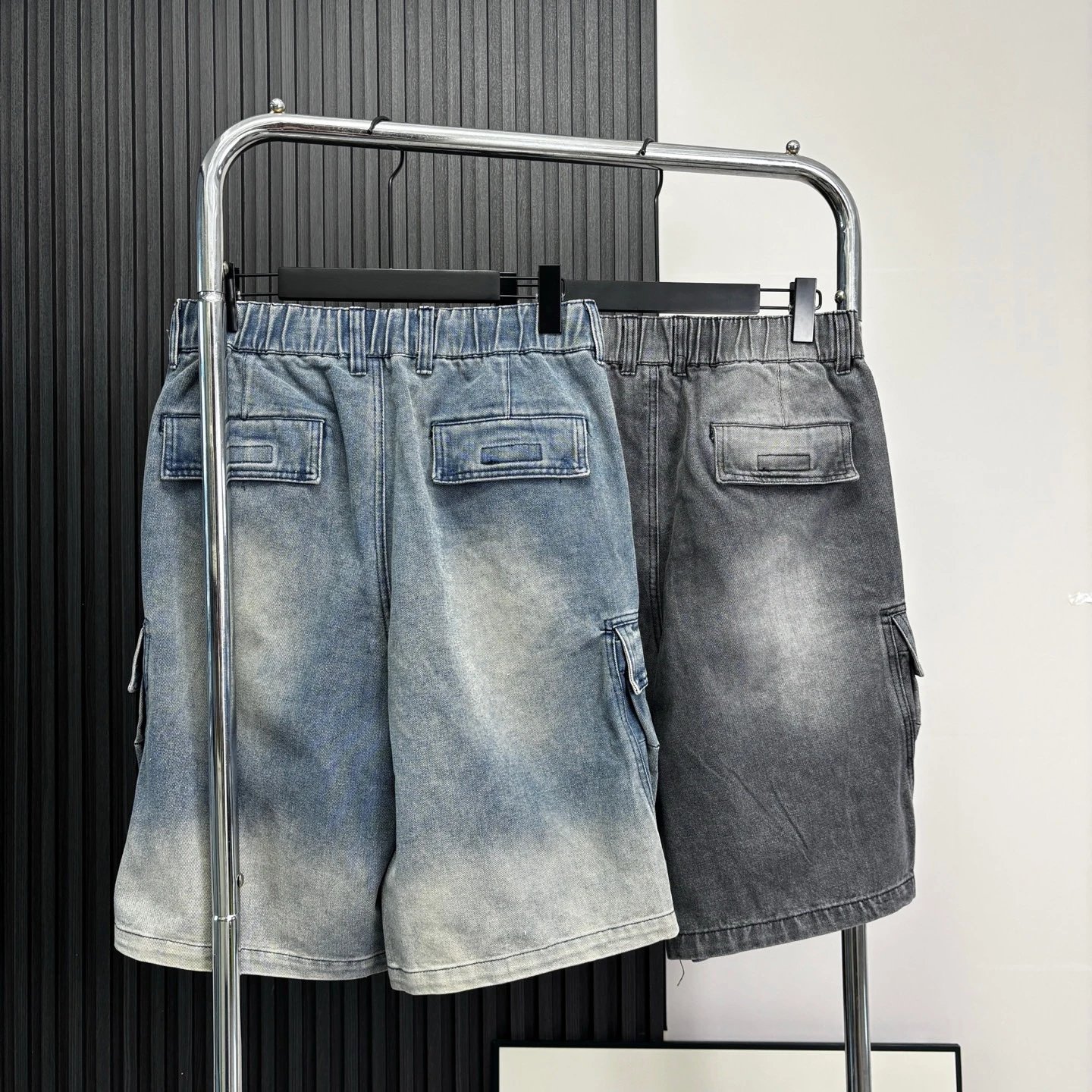 Stone Island Cargo Shorts Light Wash Denim - 3
