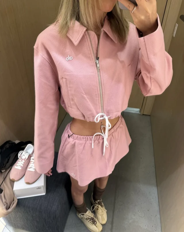 Alo Matching Sets Cropped zip-up jacket and drawstring mini skirt set product detail image 20