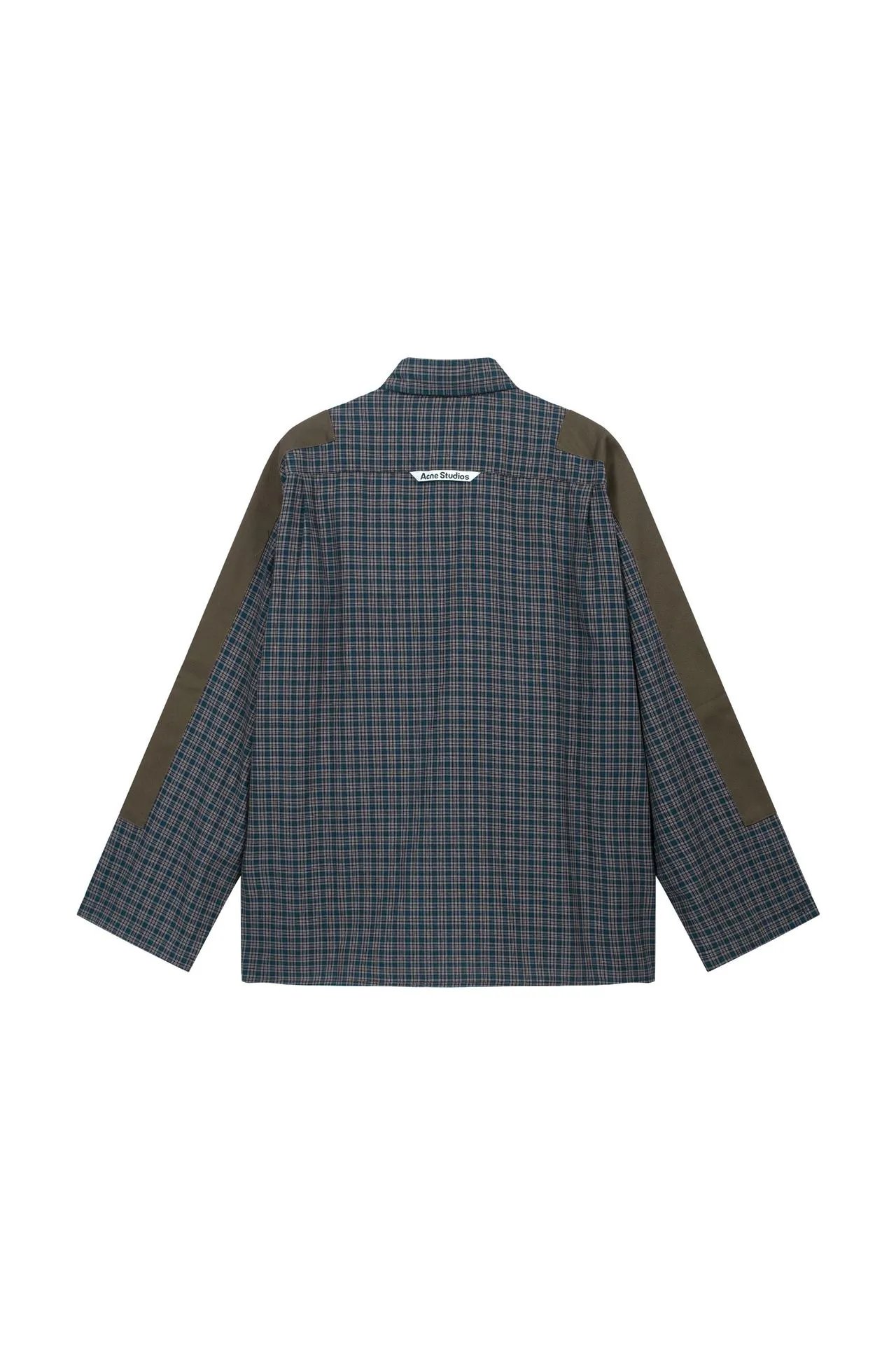 Acne Studios Plaid Shirt with Contrast Sleeves Red Beige - 6