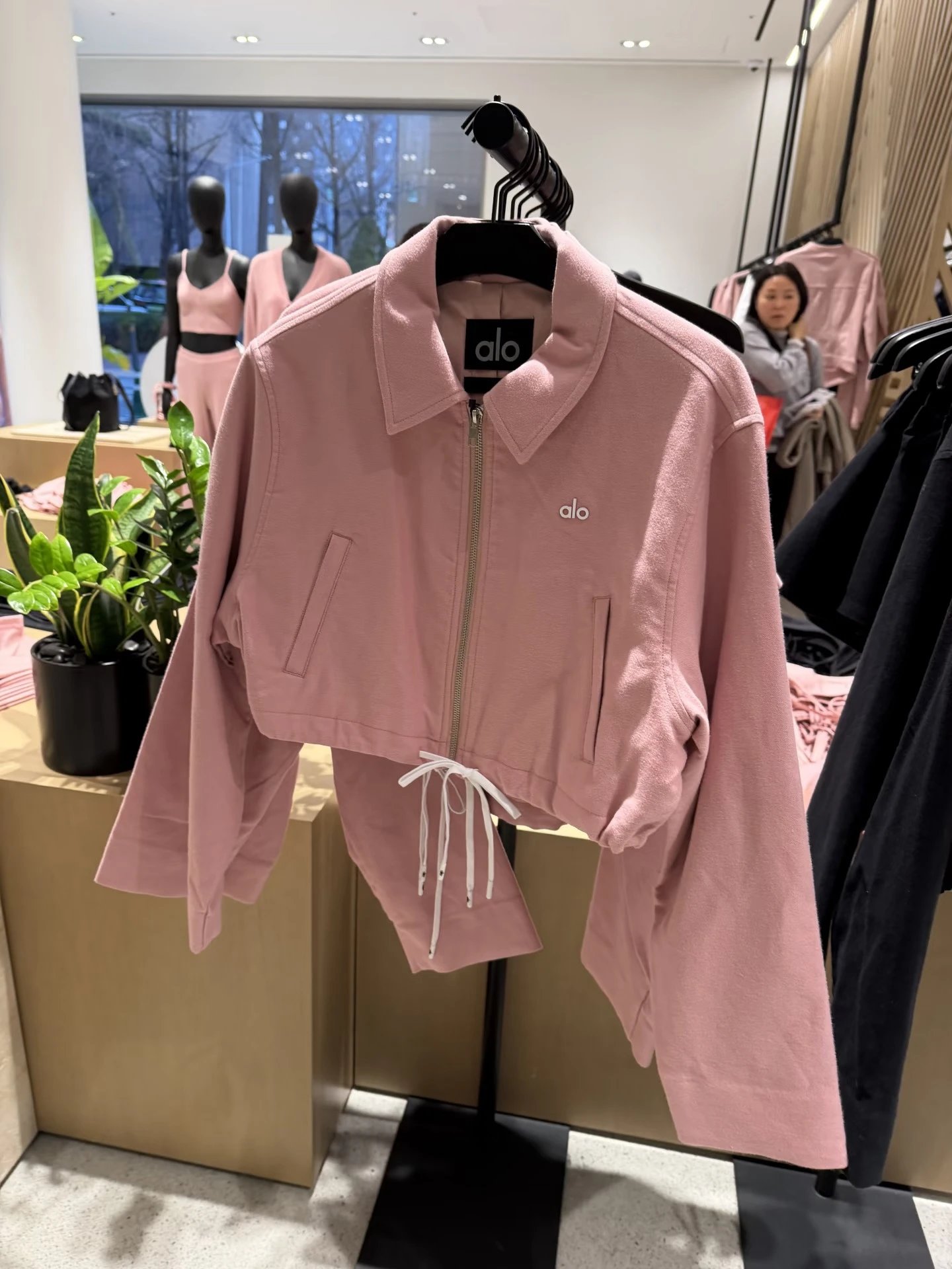 Alo Cropped Zip-Up Jacket and Skirt Set Pink Activewear Set - 24
