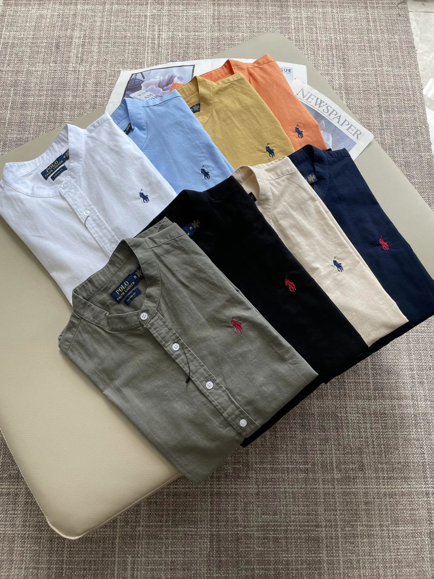 Polo Ralph Lauren Mandarin Collar Shirt Navy Blue - 3